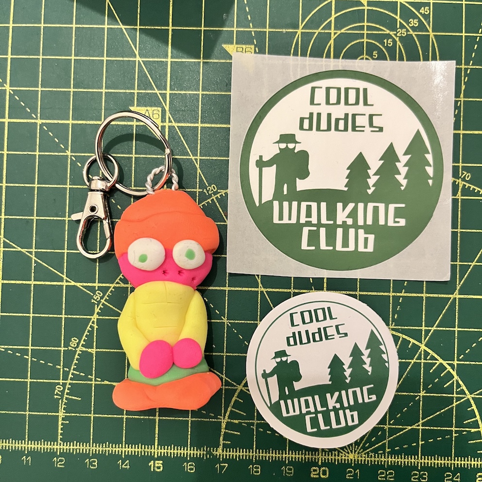 IMG_8068 Neon Orange Hat Keyring & Stickers (Free P&P UK only)