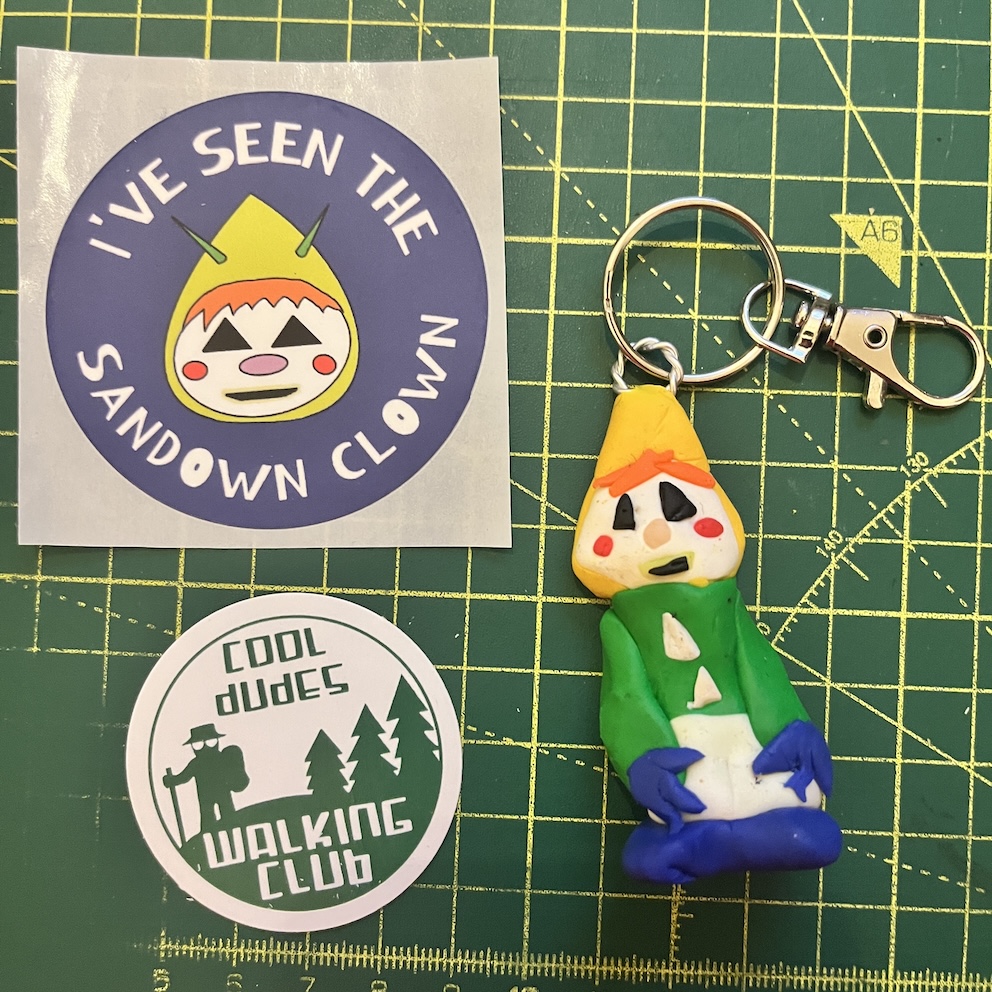 IMG_8803 Rigid Sandown Clown Keyring & Stickers (Free P&P UK only)