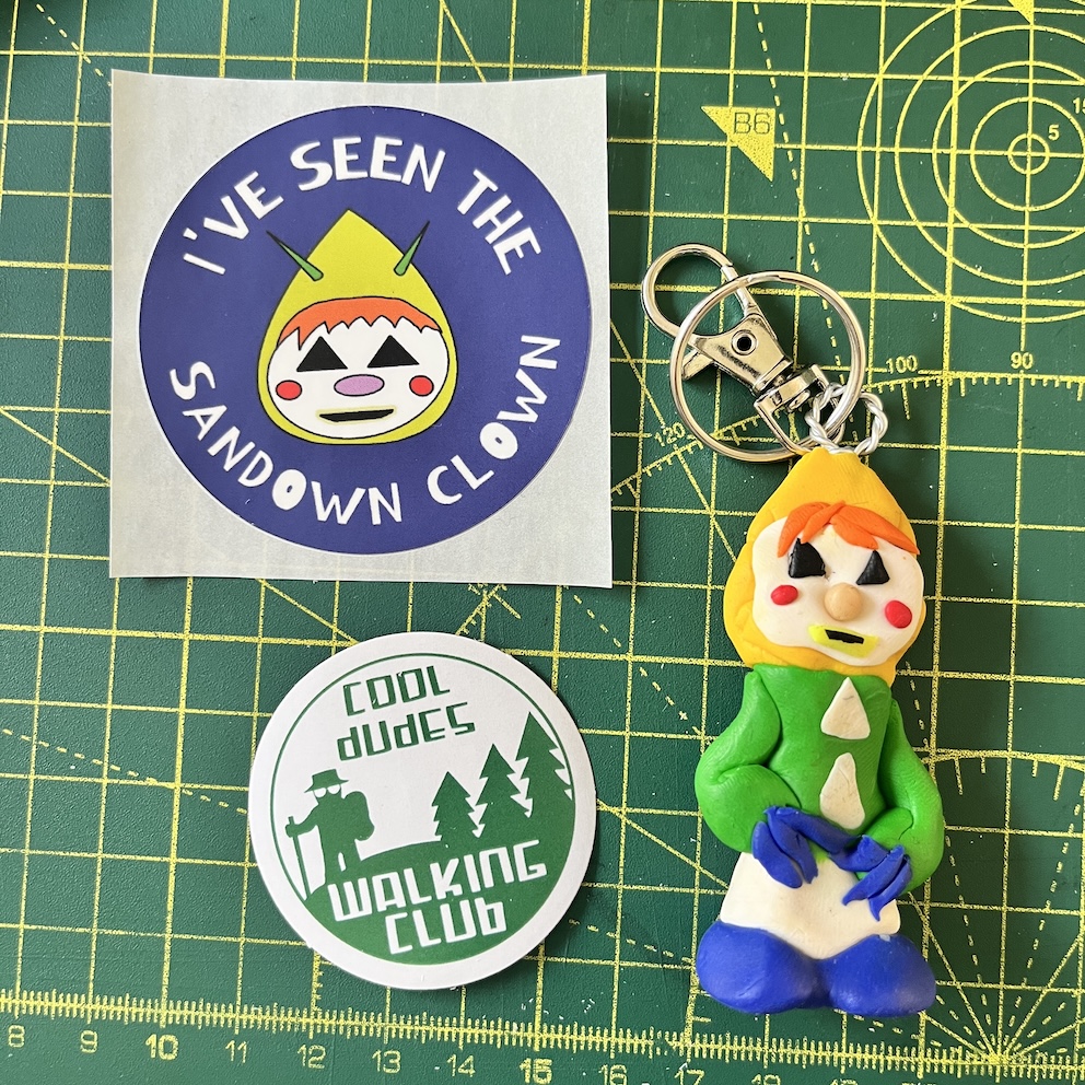 IMG_9075 Sandown Clown Keyring & Stickers (Free P&P UK only)