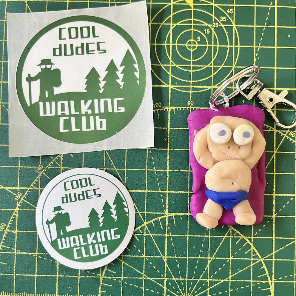 IMG_9082 Pink Towel Sunbathing Keyring & Stickers (Free P&P UK only)