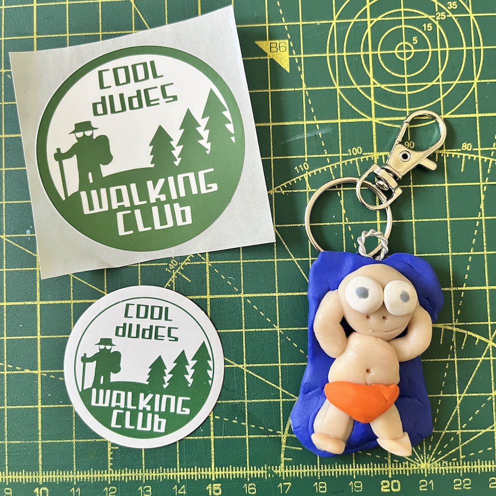 IMG_9147 Blue Towel Sunbathing Keyring & Stickers (Free P&P UK only)