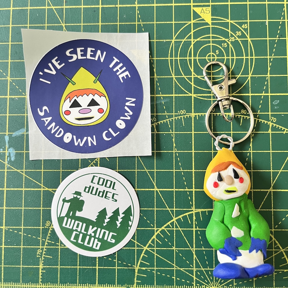 IMG_9159 Sandown Clown Keyring & Stickers (Free P&P UK only)