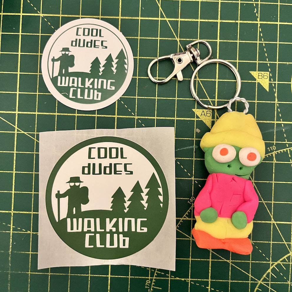 IMG_9180 2 Yellow Hat Neon Keyring & Stickers (Free P&P UK only)