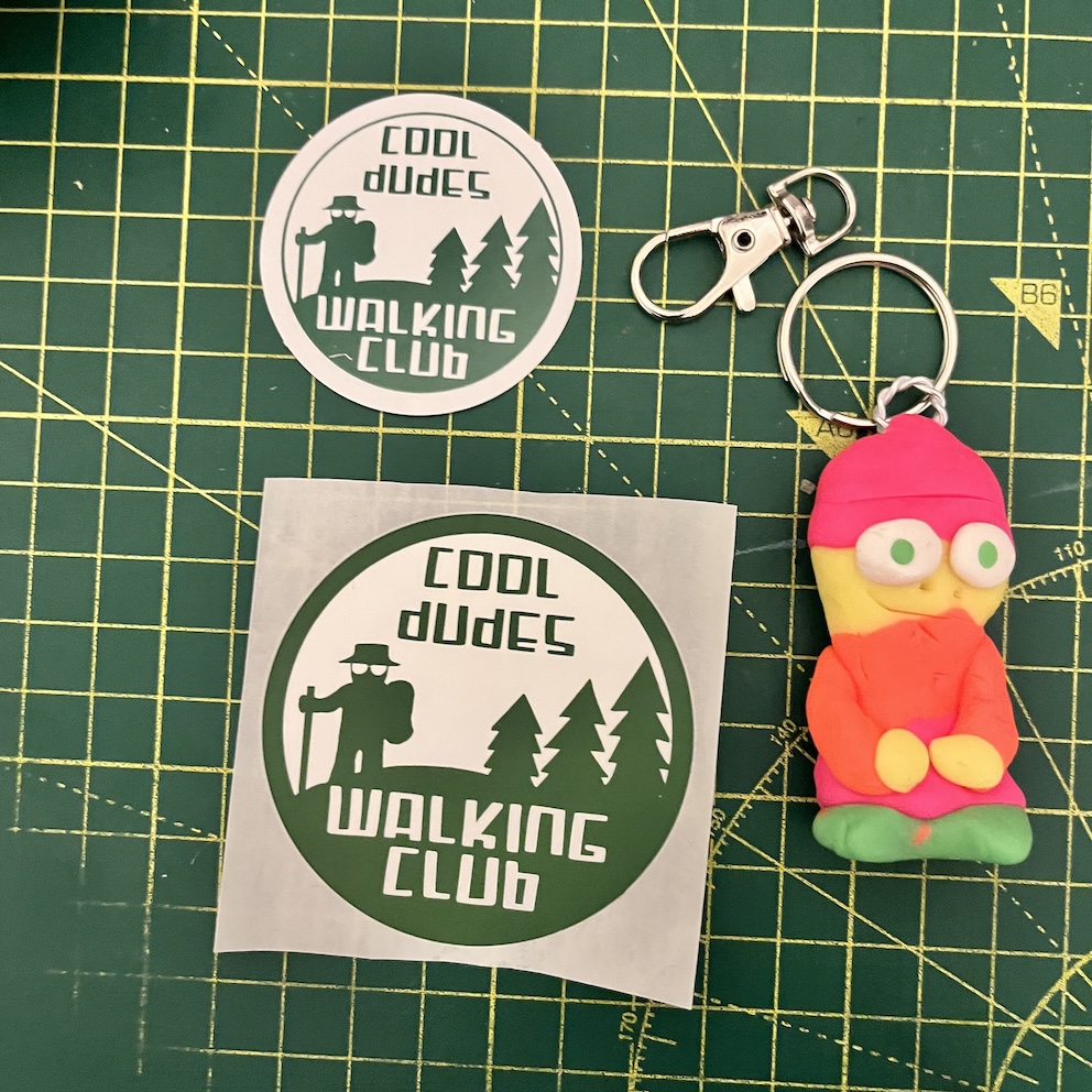 IMG_9181 Pink Hat Yellow Head Keyring & Stickers (Free P&P UK only)