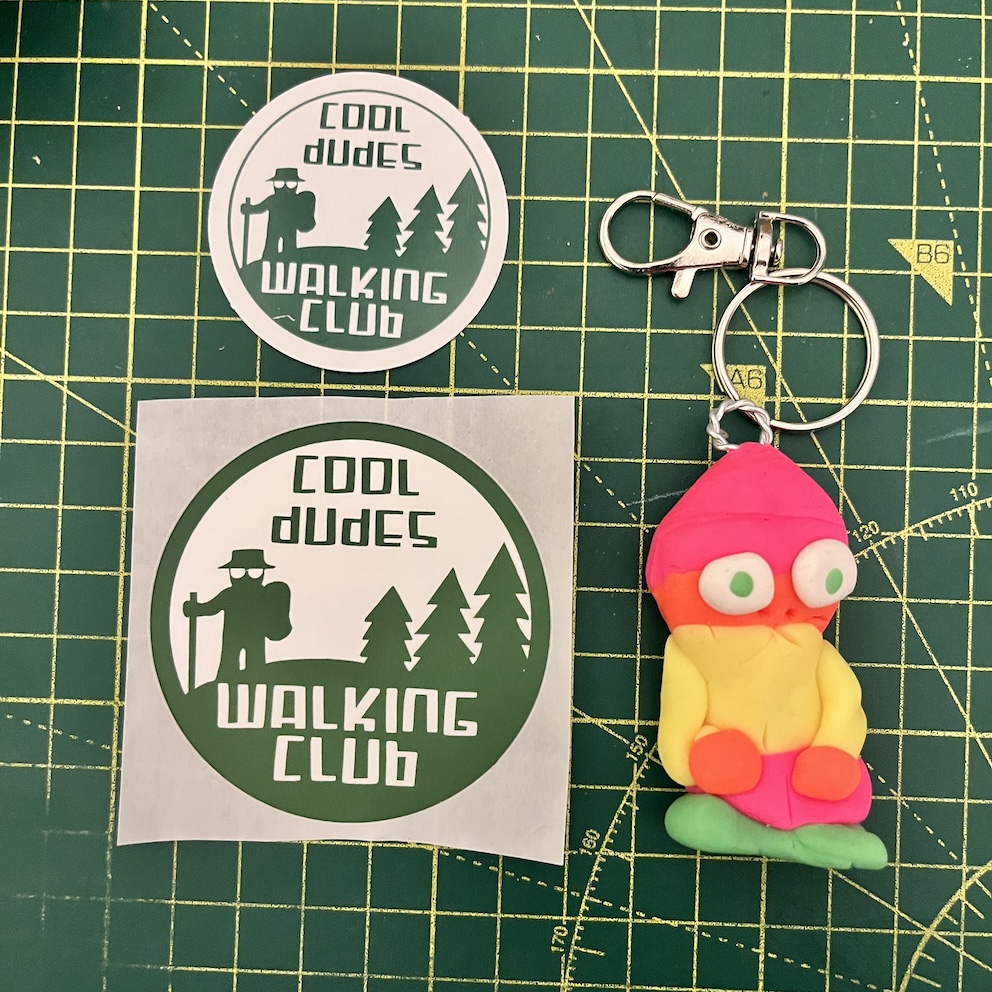 IMG_9182 Pink Hat Orange Head Keyring & Stickers (Free P&P UK only)