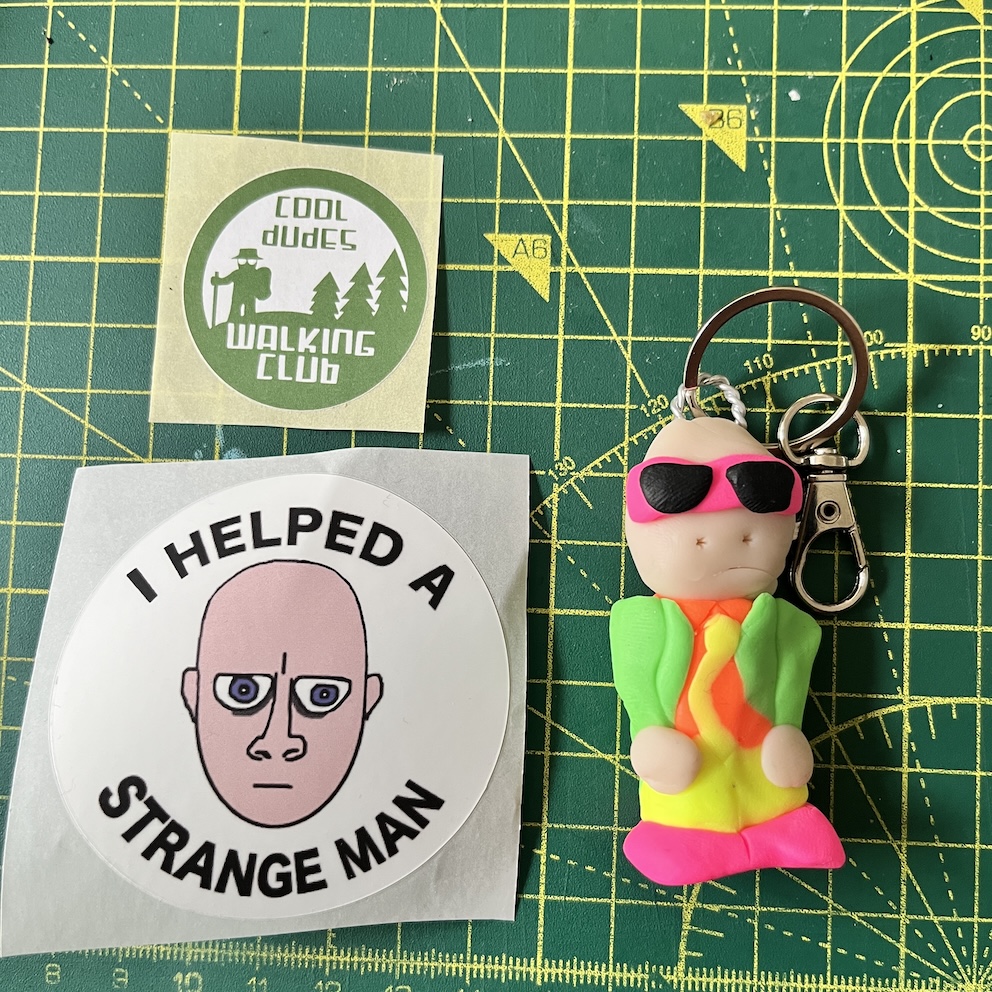 Pink Neon Sunglasses Keyring & Stickers (Free P&P UK only)