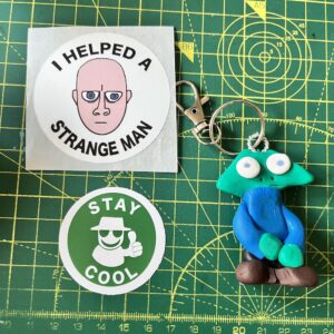 Indifferent Isle of Wight Head Keyring & Stickers (Free P&P UK only)