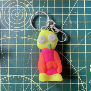 Neon Yellow Head Pigeon Keyring (Free P&P UK only)