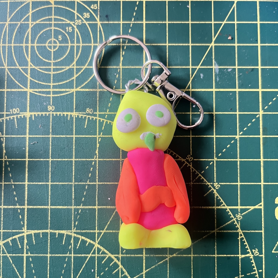 Neon Yellow Head Pigeon Keyring (Free P&P UK only)