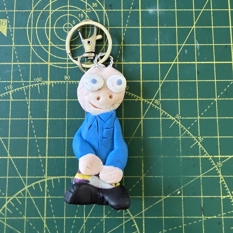 Happy Blue Shirt Spangly trousers Keyring (Free P&P UK only)