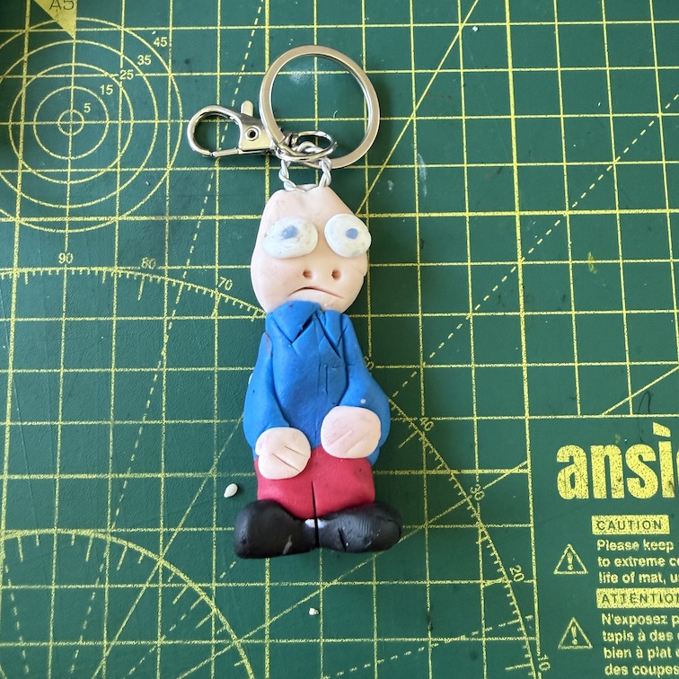 Sad Blue Shirt and Red Trousers Keyring (Free P&P UK only)