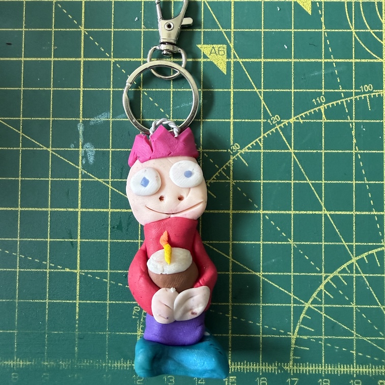 Pink Birthday Hat Keyring (Free P&P UK only)