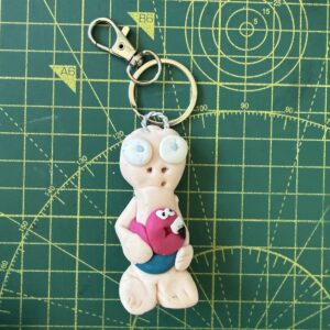 Surprised Green Trunks Pink Flamingo Keyring (Free P&P UK only)